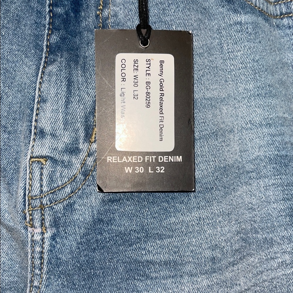 Benny Gold Men's Light Blue Relaxed Fit 5 Pocket Jeans 30 x 32 NWT - Picture 2 of 8